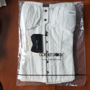white cotton embroidery overbust  corset